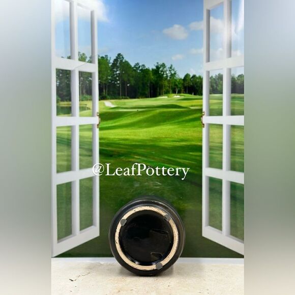 Black Link (SM) Ceramic Planter Pot with Saucer Attached - Picture 8 of 9